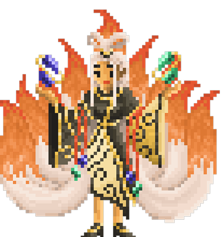 Huxian Chinese fox spirit deity - Vindictive card game character artwork