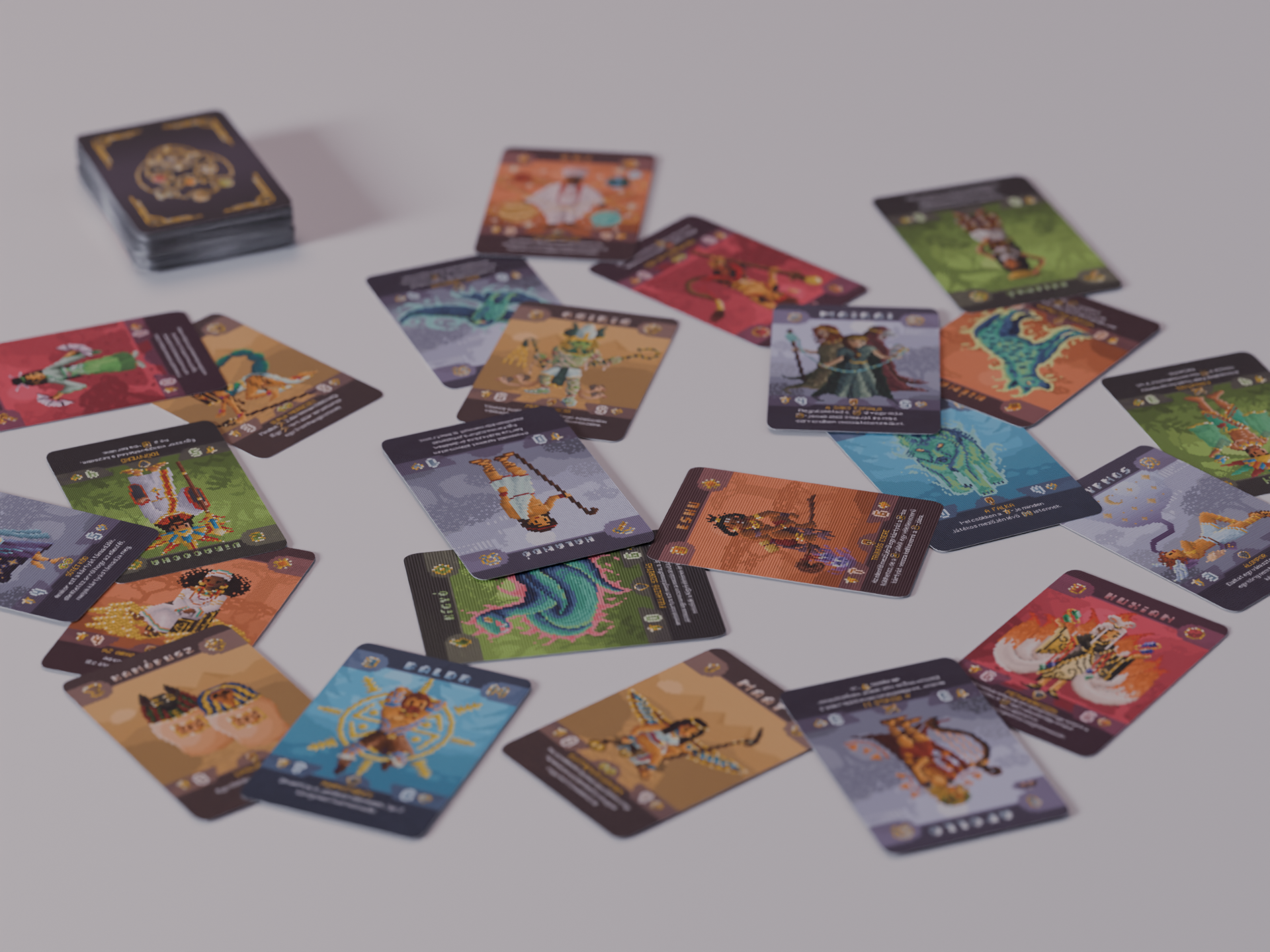 Vindictive strategy card game mechanics demonstration with god cards